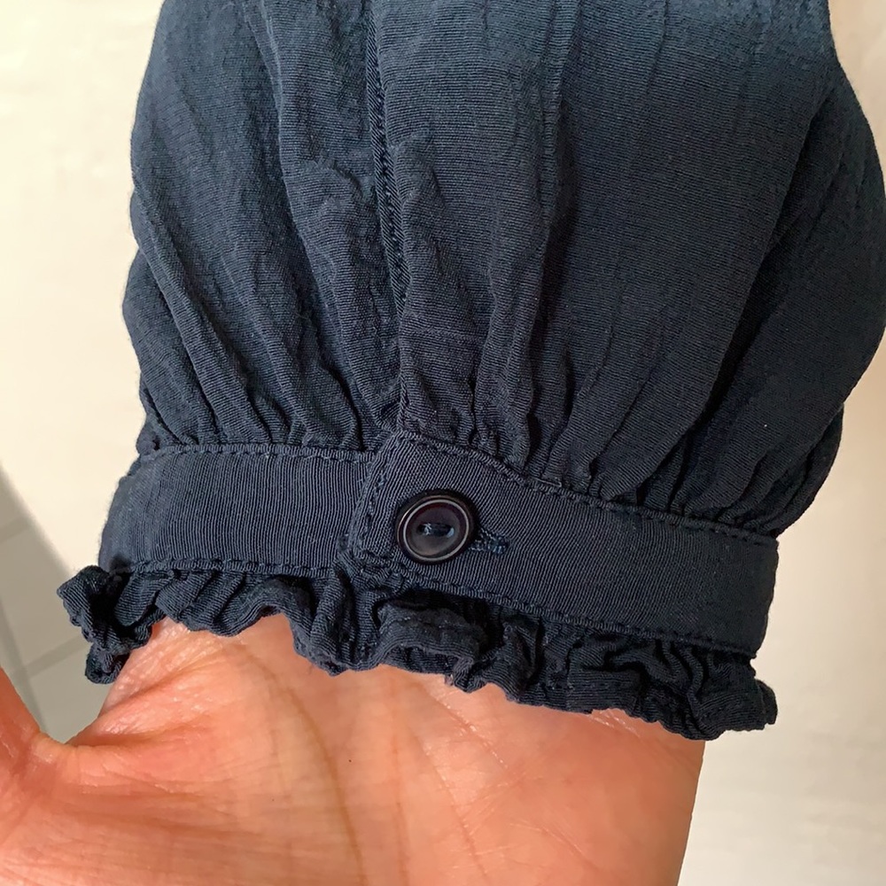 Worn Once/Euc Something Navy Collarless Blouse - image 4